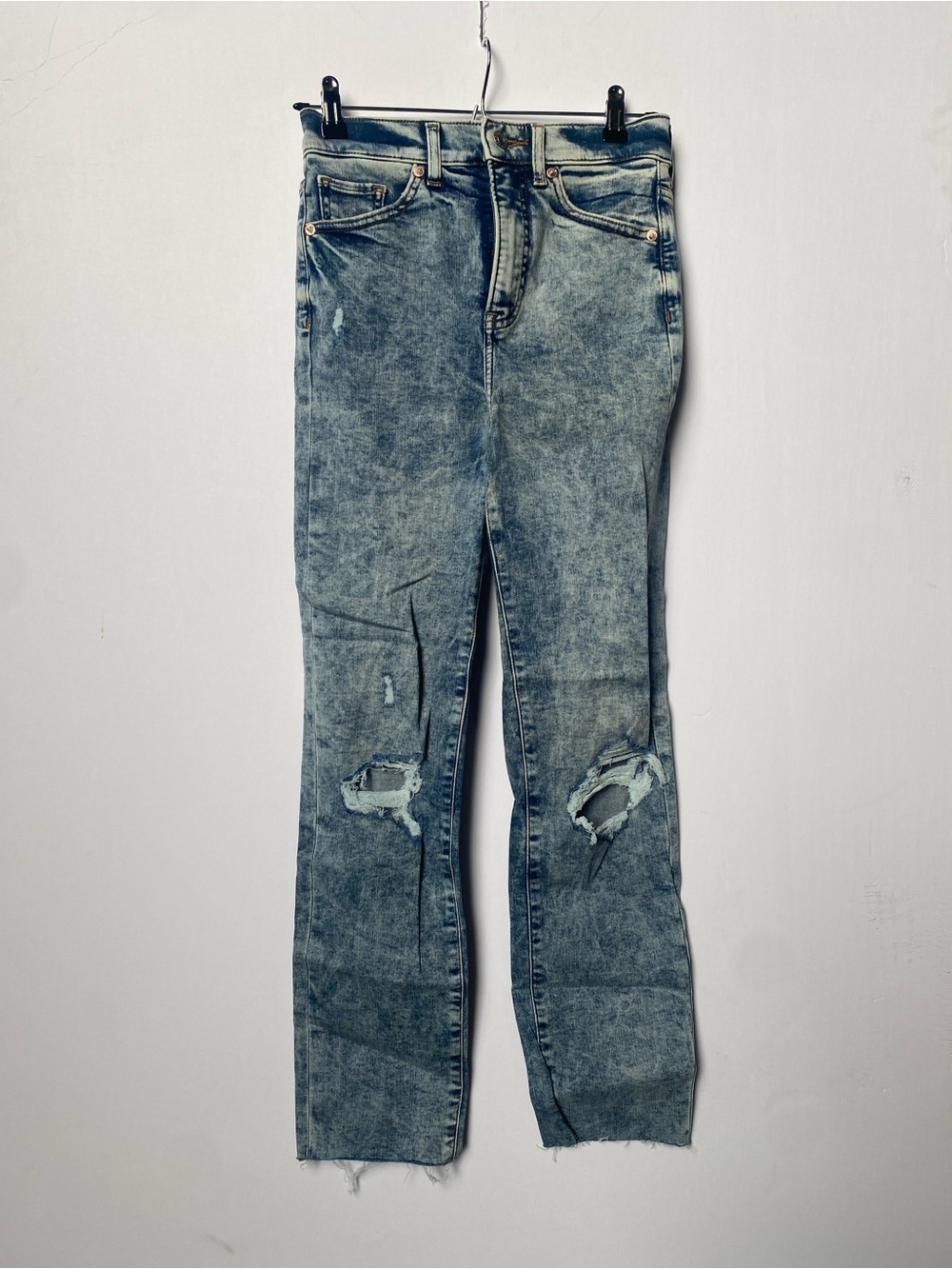Express Distressed Acid Wash Blue Jeans